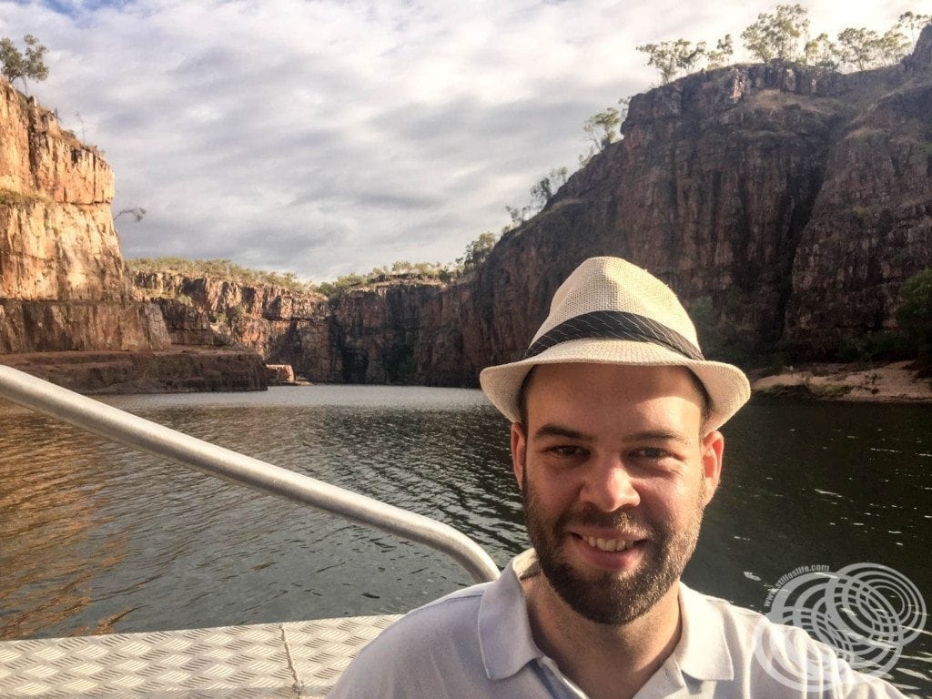 Matt on the dawn cruise at Nitmiluk near Alice Springs.