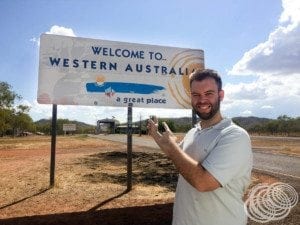 Matt at the Western Australia-Northern Territory border crossing quarantine station