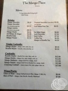 That Mango Place cafe menu