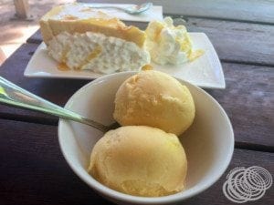 Mango cheesecake and ice cream at That Mango Place