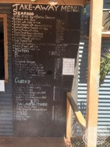 The cafe menu at Derby Jetty