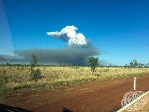Fire between Fitzroy Crossing and Derby.