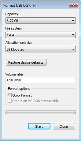 Select ExFAT when formatting an external drive with Windows.