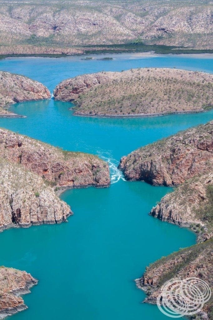 First sight of the Horizontal Falls from the sky!