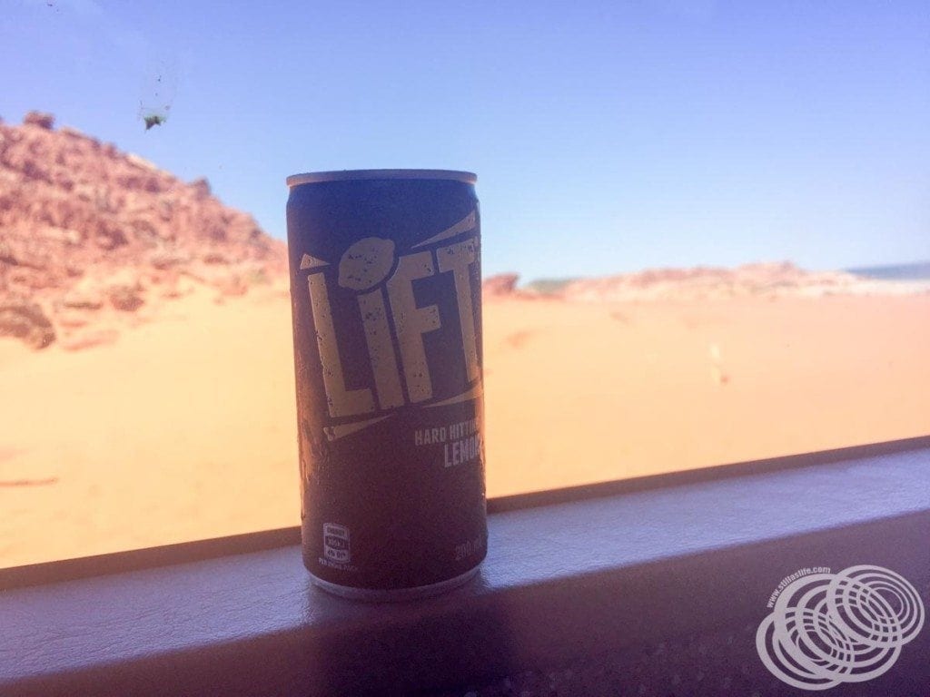 Having a cold drink back on the bus as we left Cape Leveque
