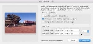 Adjust timestamps by time zone in Adobe Lightroom