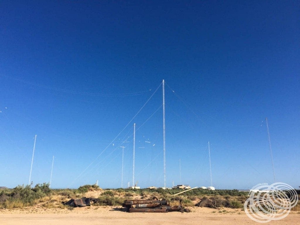 The Naval Communication Station towers from Bundegi Beach