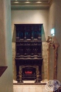 The stunning doorway and fireplace in the Aurora Fountain room