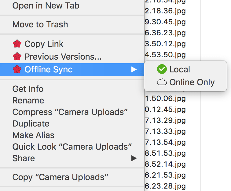 The new offline sync context menu in ExpanDrive 6