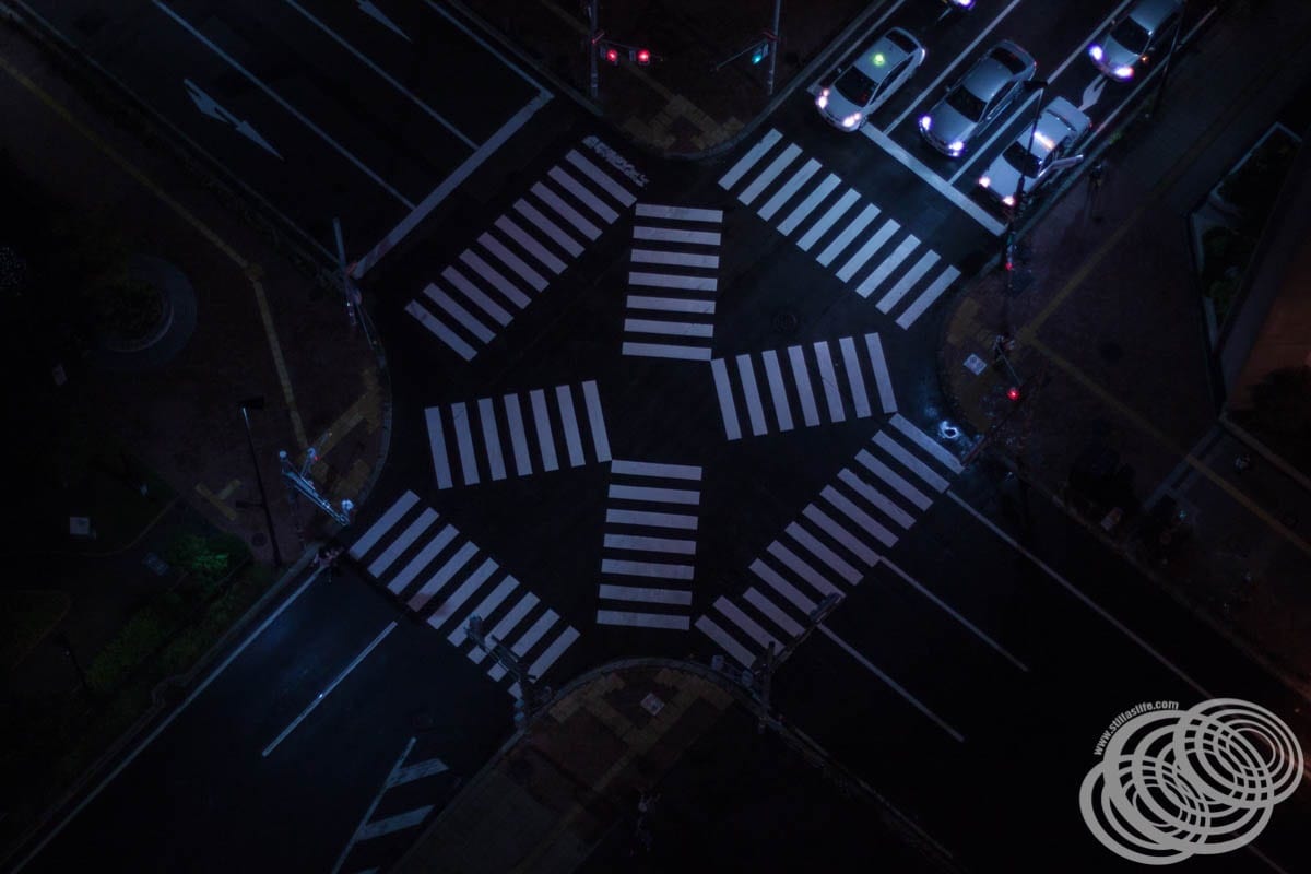A pedestrian crossing from above.