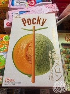 Pocky, another favourite in Japan. Melon Pocky is particularly popular as a souvenir since it's grown in Hokkaido.