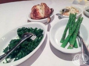 Sautéed spinach and grilled jumbo asparagus