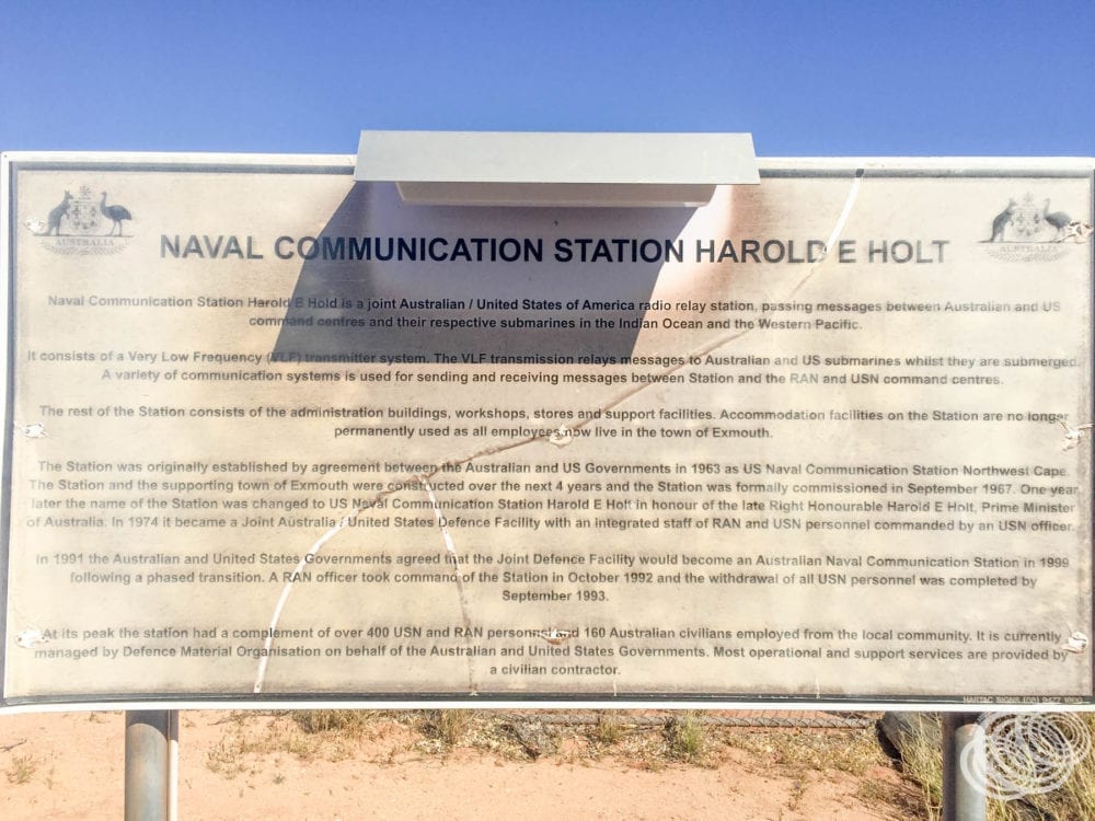 Naval Communication Station Harold E Holt Sign
