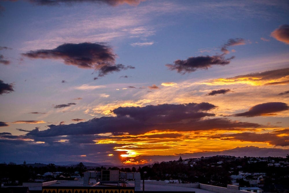 Sunset over the city of Napier