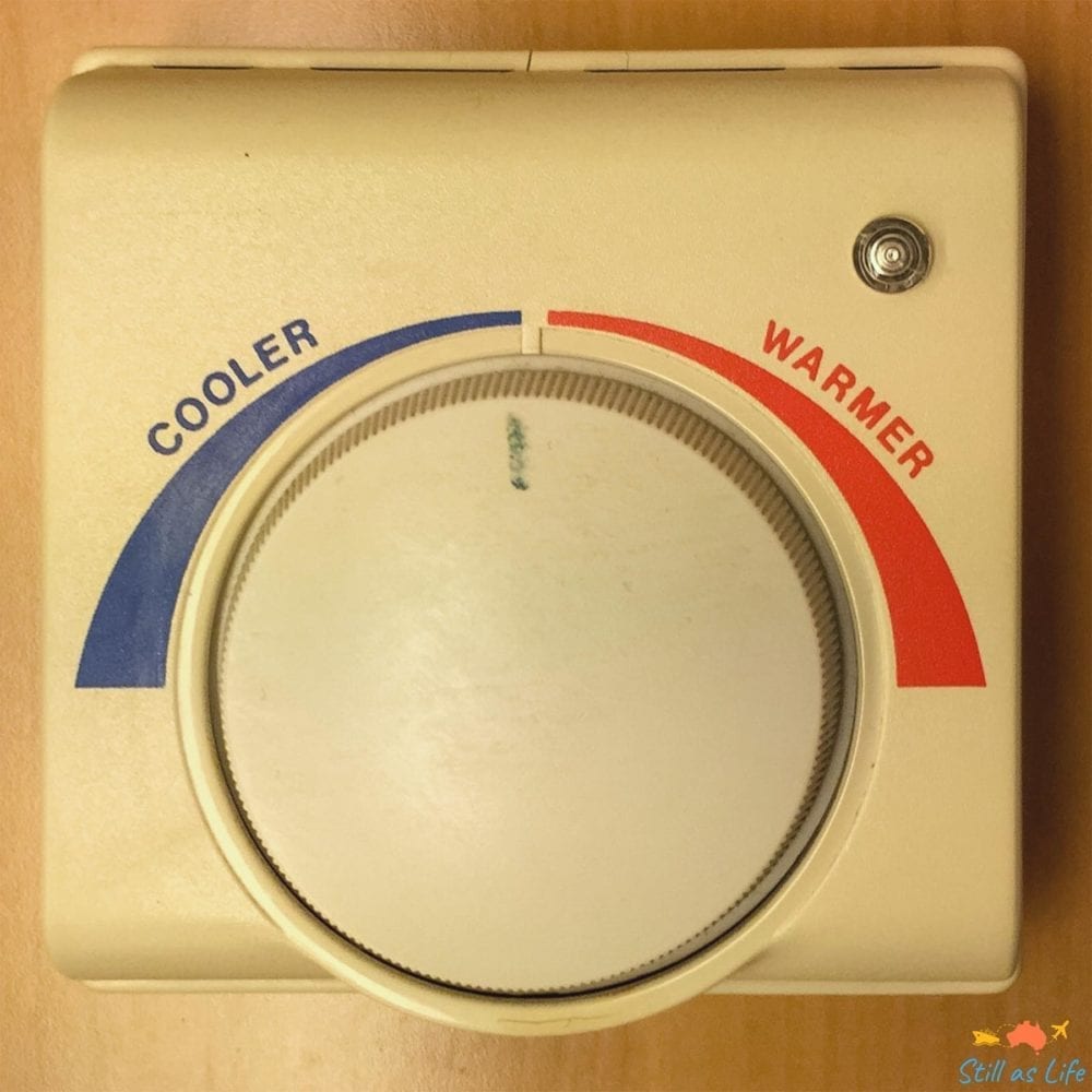 Stateroom thermostat on a cruise ship