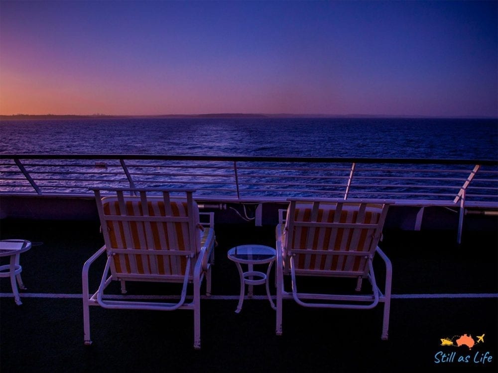 Watching the sunset at the aft of Pacific Explorer