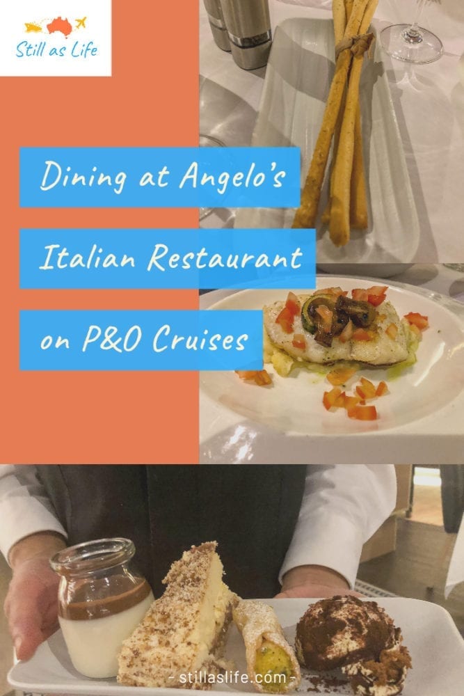 Specialty dining at Angelo's Italian restaurant on P&O Cruises.