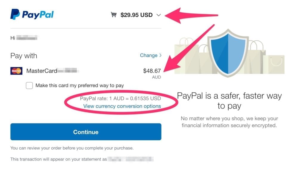PayPal Currency Conversion Options