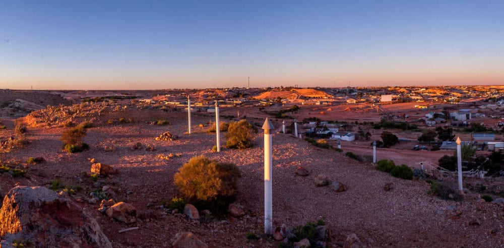 Dawn in Coober Pedy Looking Across The Town To The Big Winch