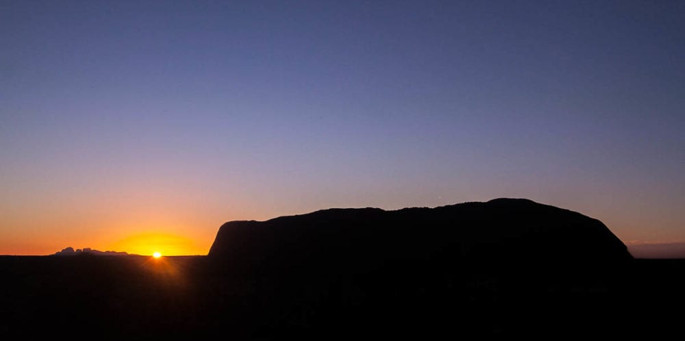 Uluru and Kata Tjuta at Sunset from the Sunrise Viewing Area