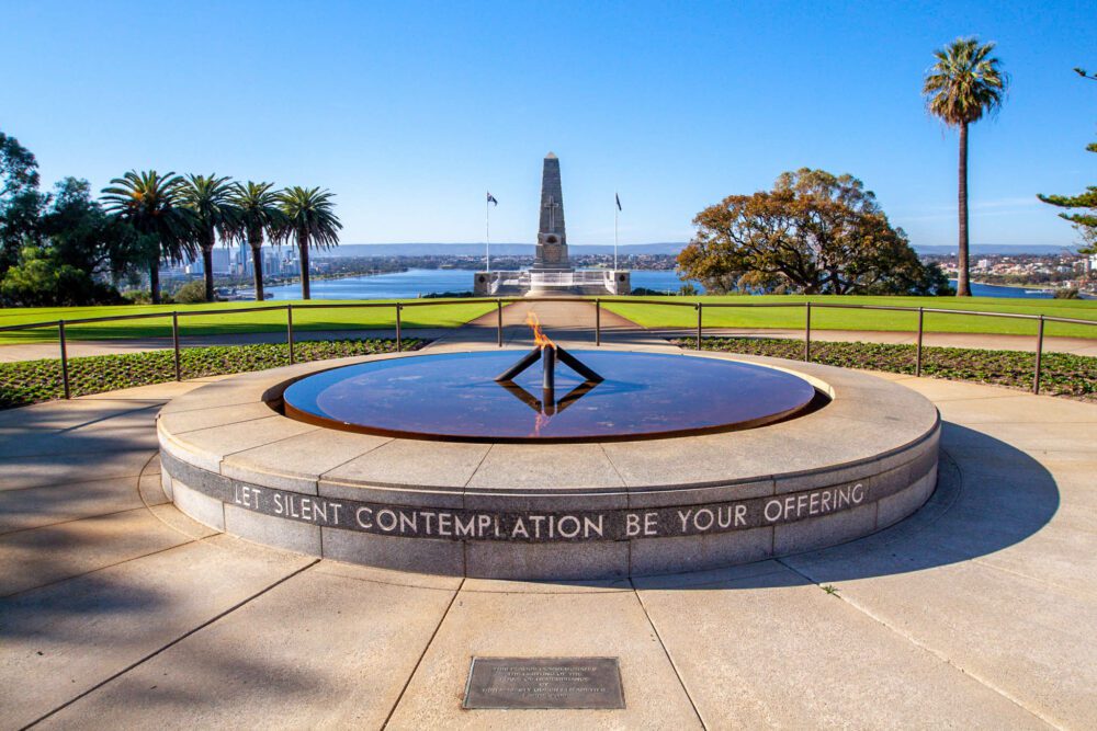 Perth Kings Park Flame of Remembrance in front of the Kings Park Cenotaph